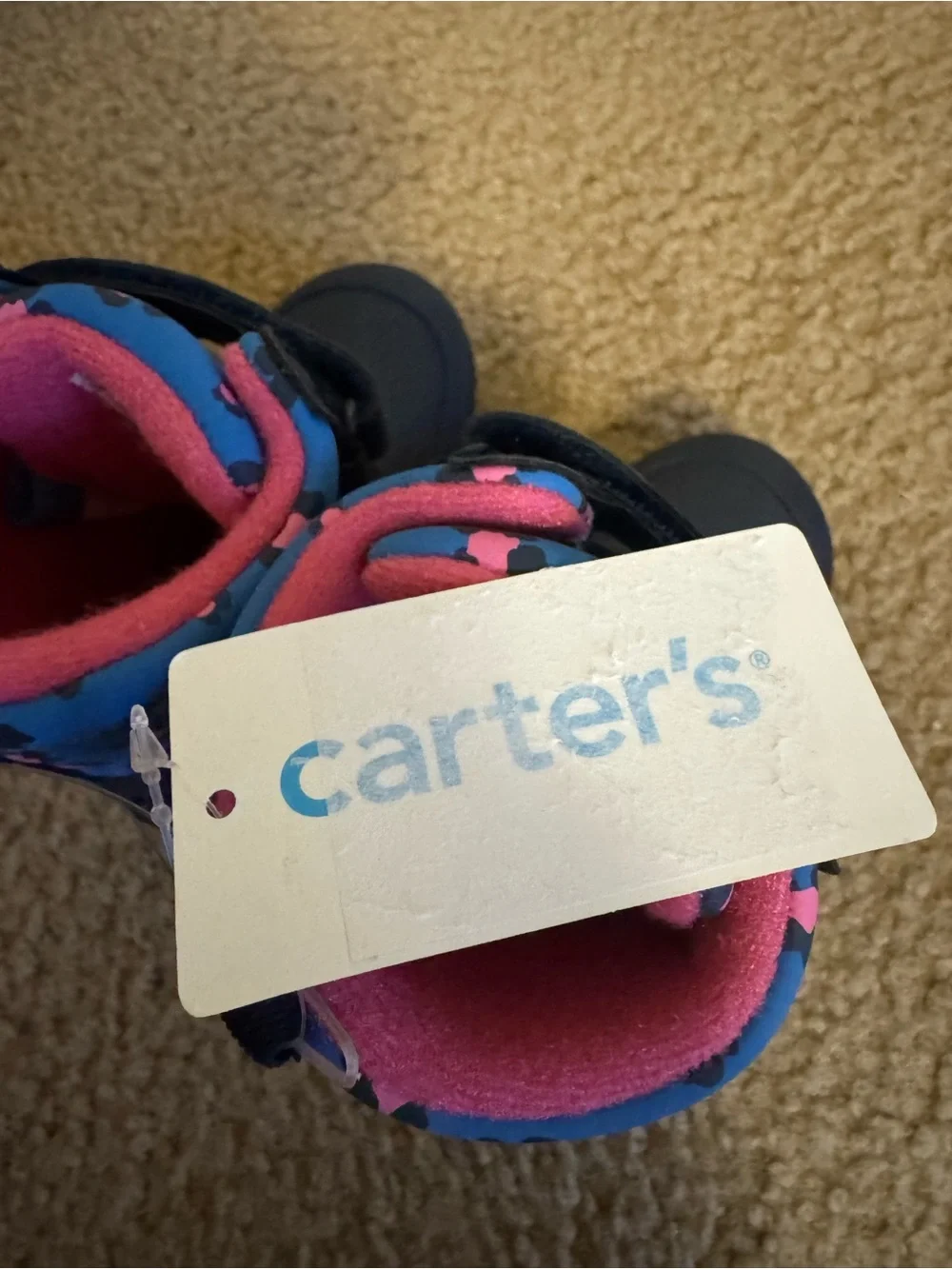 Carter's Deltha Toddler Girls Blue & Pink Leopard Print Winter Snow Boots